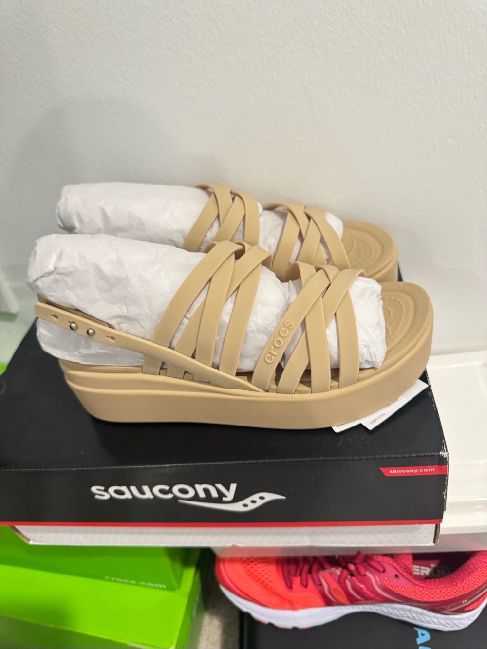 CROCS Women’s Tan Strappy Platform Sandals